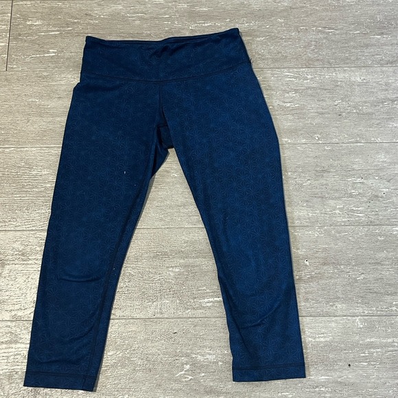 lululemon athletica Pants - Lululemon Size 6 Wunder Under Leggings Foldover High Waist Full Length Blue Star